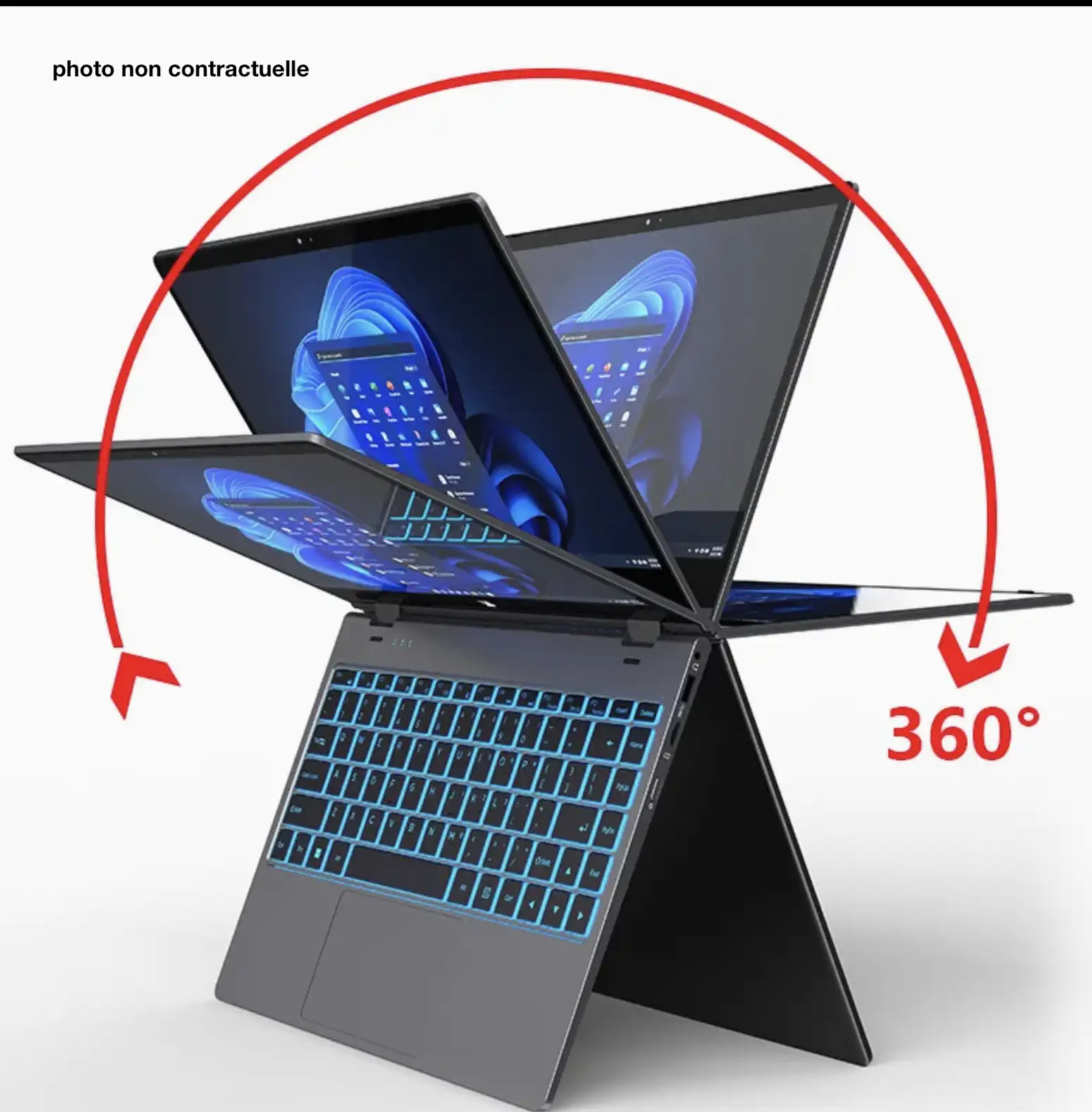 PC Portable -Écran tactile 360°Flip-Intel Core M3-8100Y-DDR3 16Go RAM 512Go SSD -15.6''FHD -Windows 11 Pro-Ordinateur