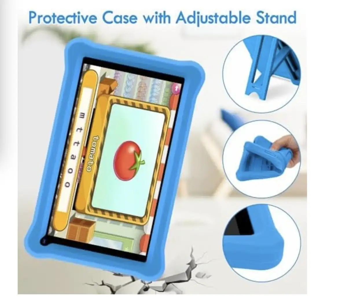Tablette enfants  7 pouces Android 11 8Go RAM 64Go ROM bleu avec étui antichoc