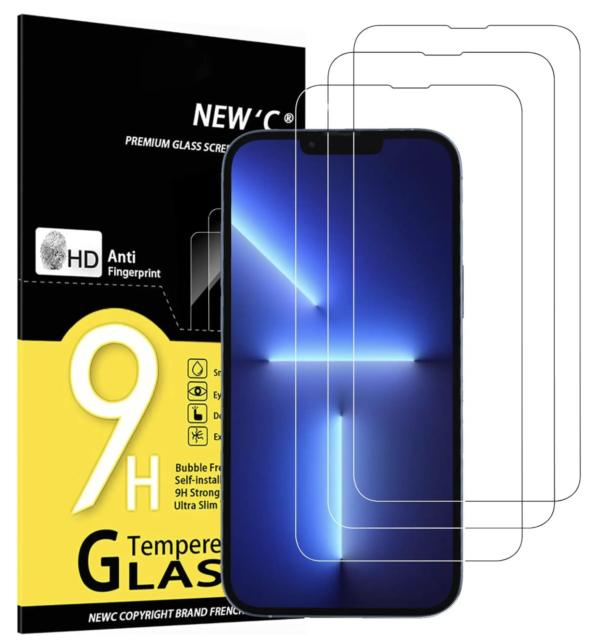Lot de 3, Verre Trempé pour iPhone 13 iPhone Pro Max ,iPhone 14 Pro Max, iPhone 14 Plus (6,7"), Film Protection écran -sans Bulles d'air -Ultra Résistant (0,33mm HD Ultra Transparent) Dureté 9H Glass