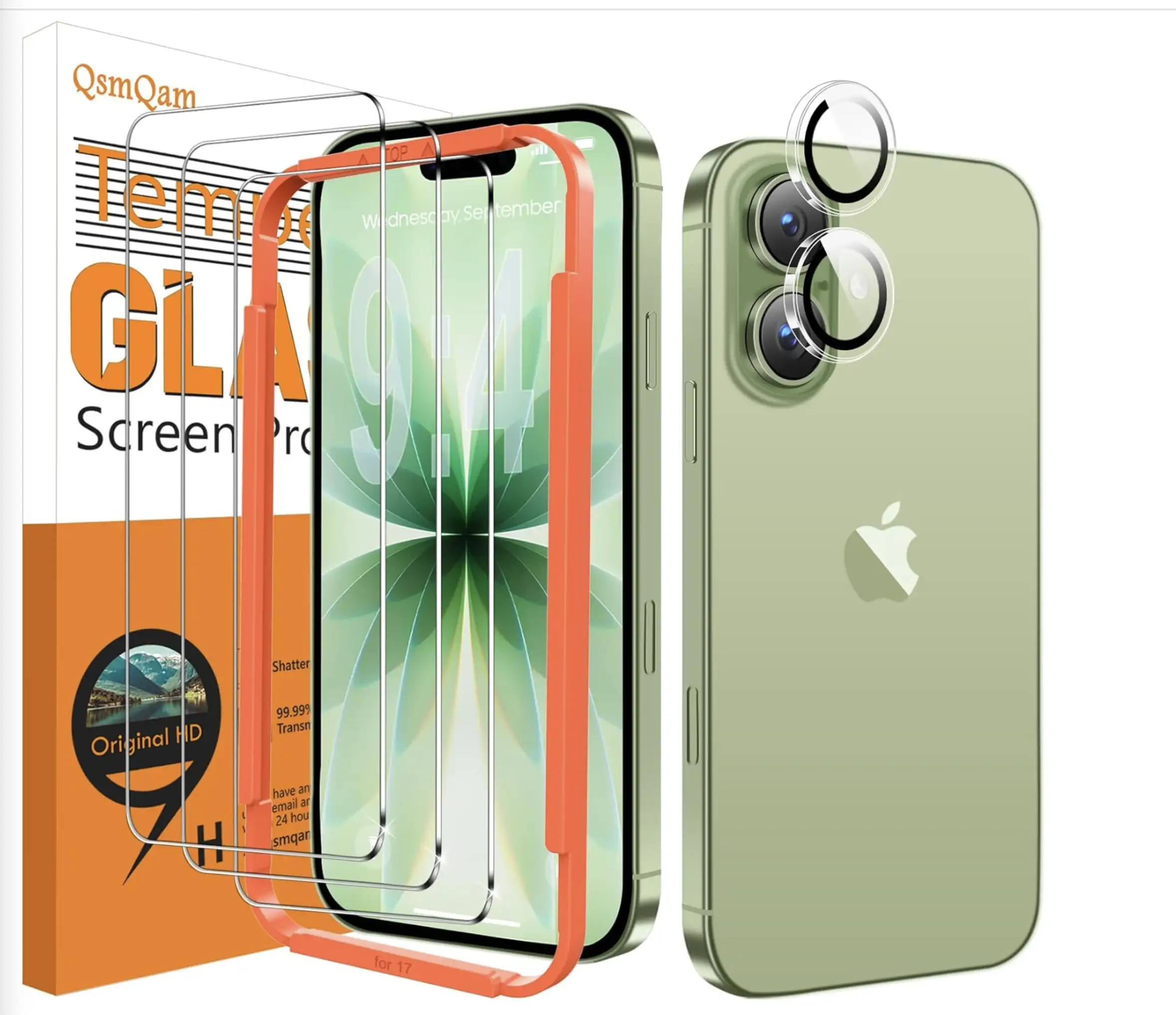 3 Pièces Verre Trempé pour iPhone 17 6.3" + 1 Pièces Caméra Arrière Protecteur, Norme militaire Protection écran, Verre ultra-résistant 9H+, Outils d'installation auxiliaires inclus