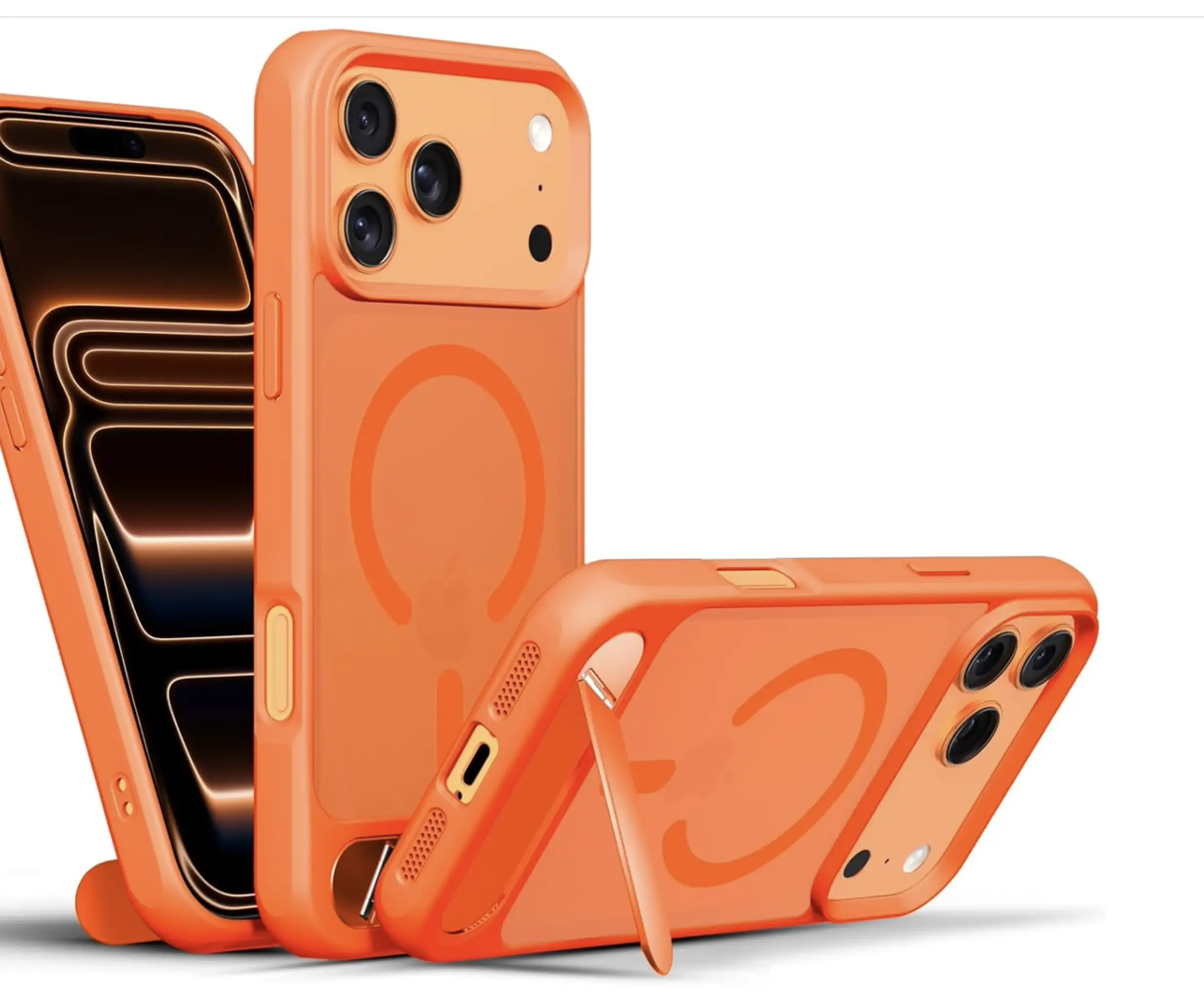 Magnetique Coque pour iPhone 17 ,17 Air,17 Pro ,17 Pro Maxavec Support, Étui Mat Translucide Silicone Housse Protection Militaire Camera Fine Antichoc Dos Anti Rayures Cover pour tots les iPhone