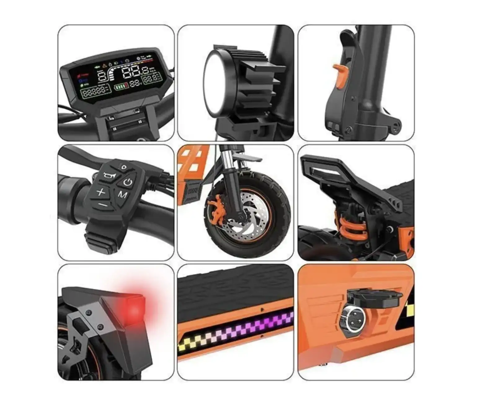 rottinette Electrique  1000W Avec APP Vitesse Max. 45km/h Autonomie 35-45km 48V13Ah Pneus 10 Pouces 4 Modes Pliable