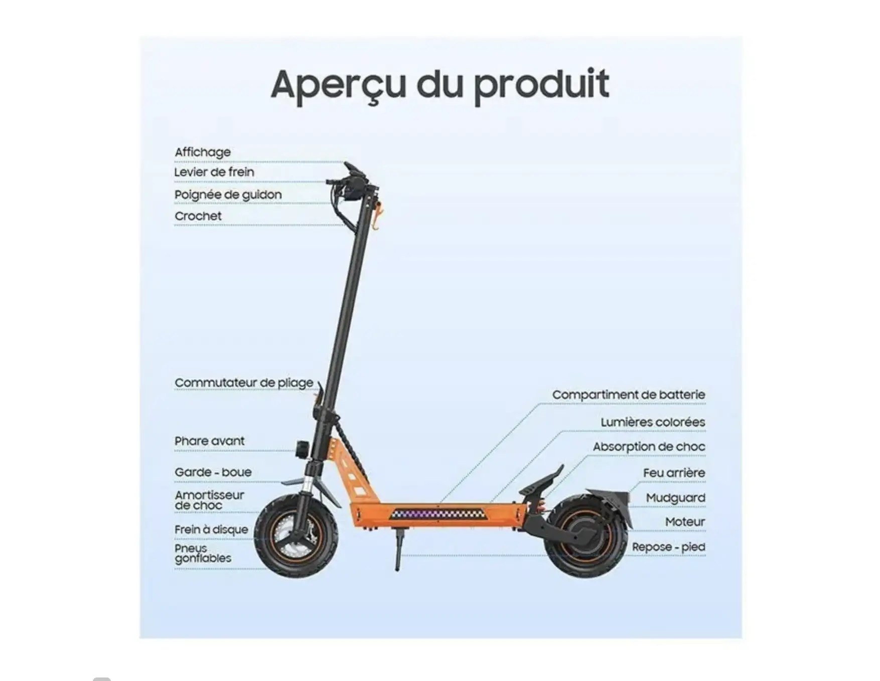 rottinette Electrique  1000W Avec APP Vitesse Max. 45km/h Autonomie 35-45km 48V13Ah Pneus 10 Pouces 4 Modes Pliable