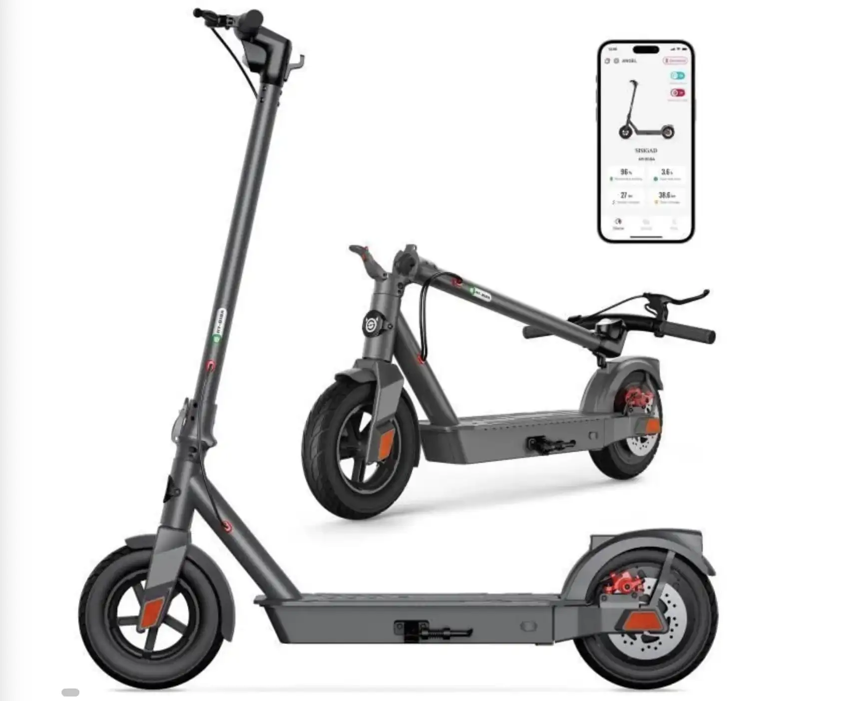 Trottinette Électrique Pliable B18A  - 10" Pneus Antidérapants,Batterie 42km