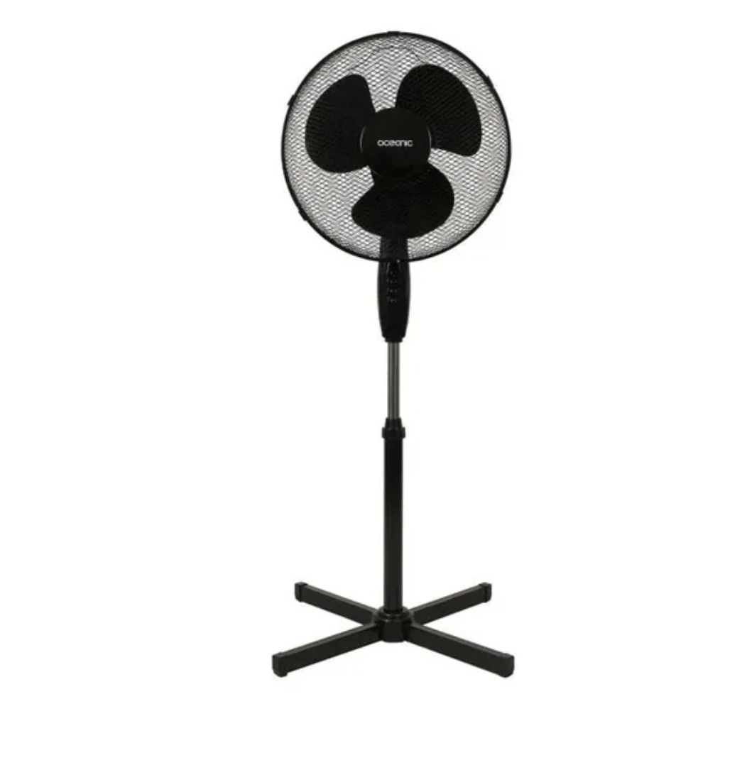 Ventilateur de pied  - 45 W - Ø 41 cm - 3 vitesses - Oscillant - Inclinable - Noir