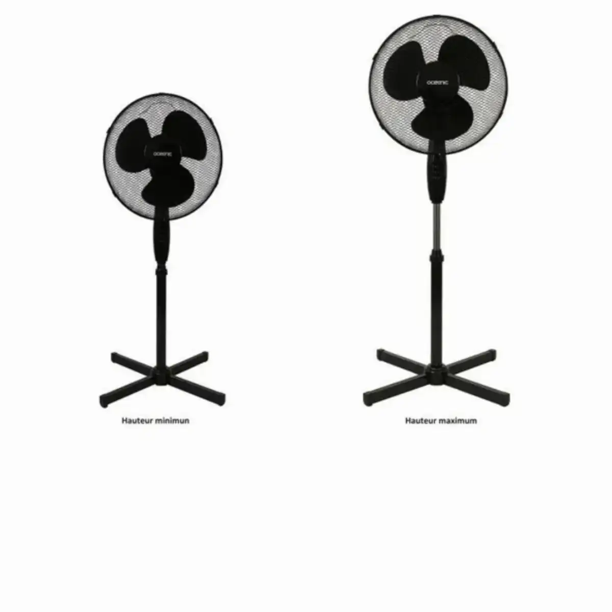 Ventilateur de pied  - 45 W - Ø 41 cm - 3 vitesses - Oscillant - Inclinable - Noir