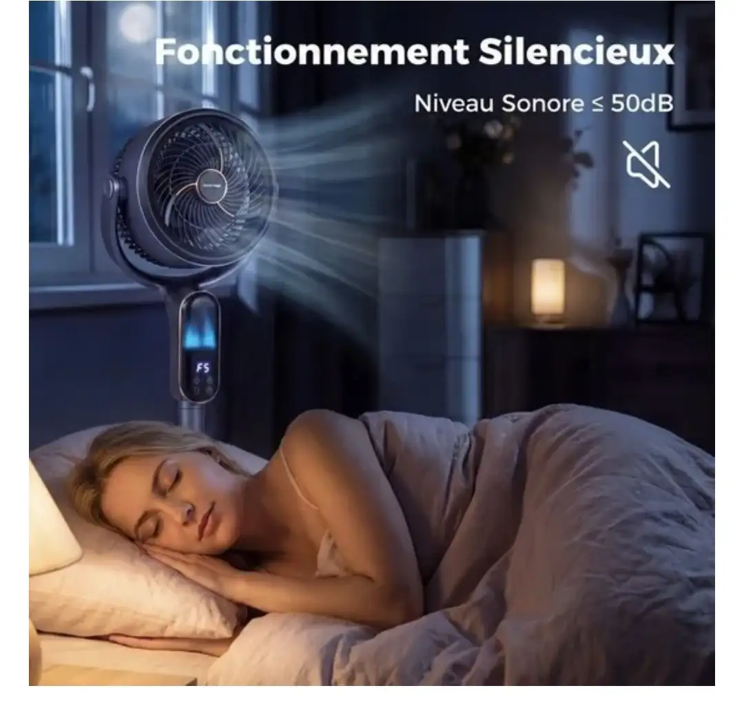 Ventilateur Circulateur d'Air Silencieux 40W COSTWAY-Lumineux -Oscillation 3D