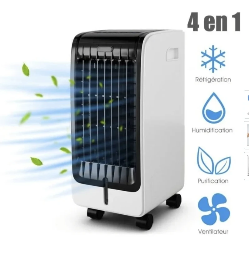 Climatiseur Mobile 6L sans Evacuation 4 en 1,Refroidisseur, Ventilateur,Télécommande,Oscillation Automatique et Minuterie 8H