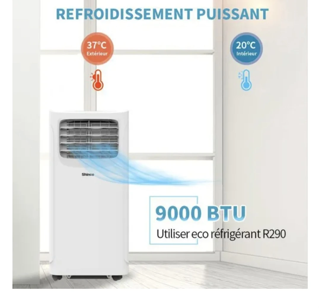 Climatiseur mobile avec classe énergétique A Climatiseur  avec Fonction de Déshumidificateur, Ventilateur