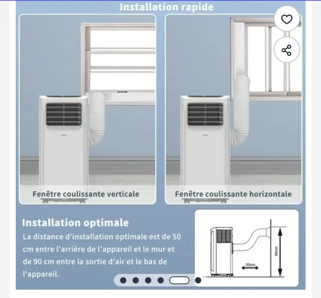 Climatiseur mobile avec classe énergétique A Climatiseur  avec Fonction de Déshumidificateur, Ventilateur