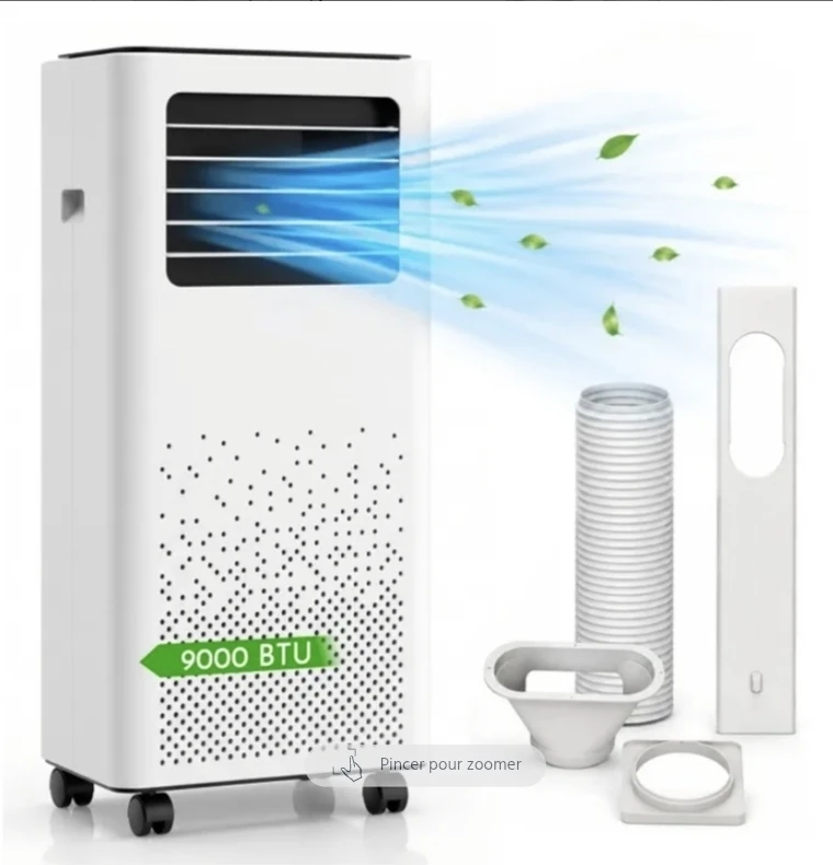 Climatiseur Mobile 7000 BTU 3 en 1, Monobloc avec Kit Fenêtre Réglable, Déshumidificateur